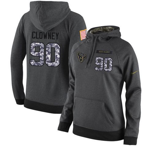 NFL Women's Nike Houston Texans #90 Jadeveon Clowney Stitched Black Anthracite Salute to Service Player Performance Hoodie